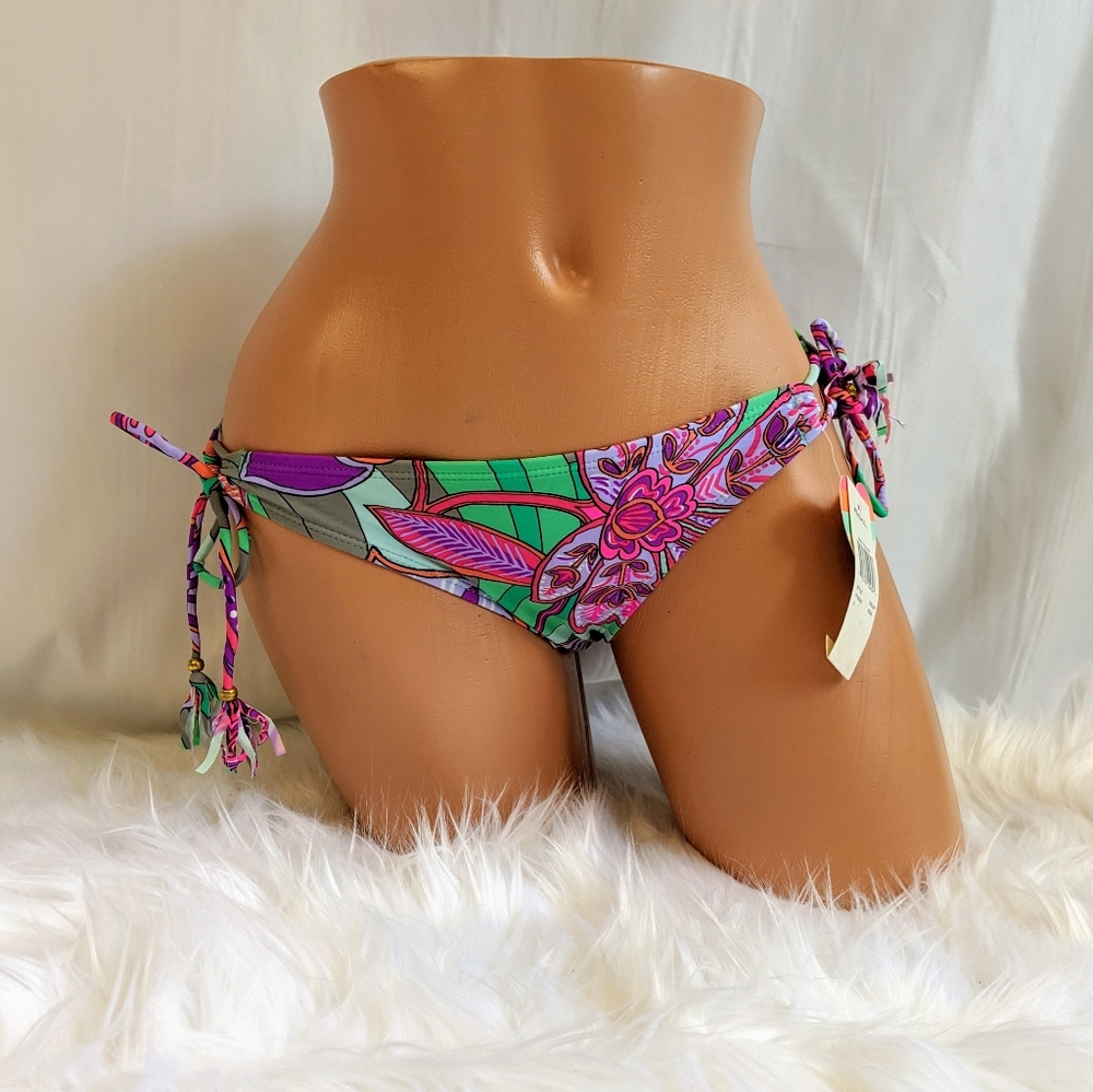 Raisins Retro Floral Side Tie Swim Bottoms NWT